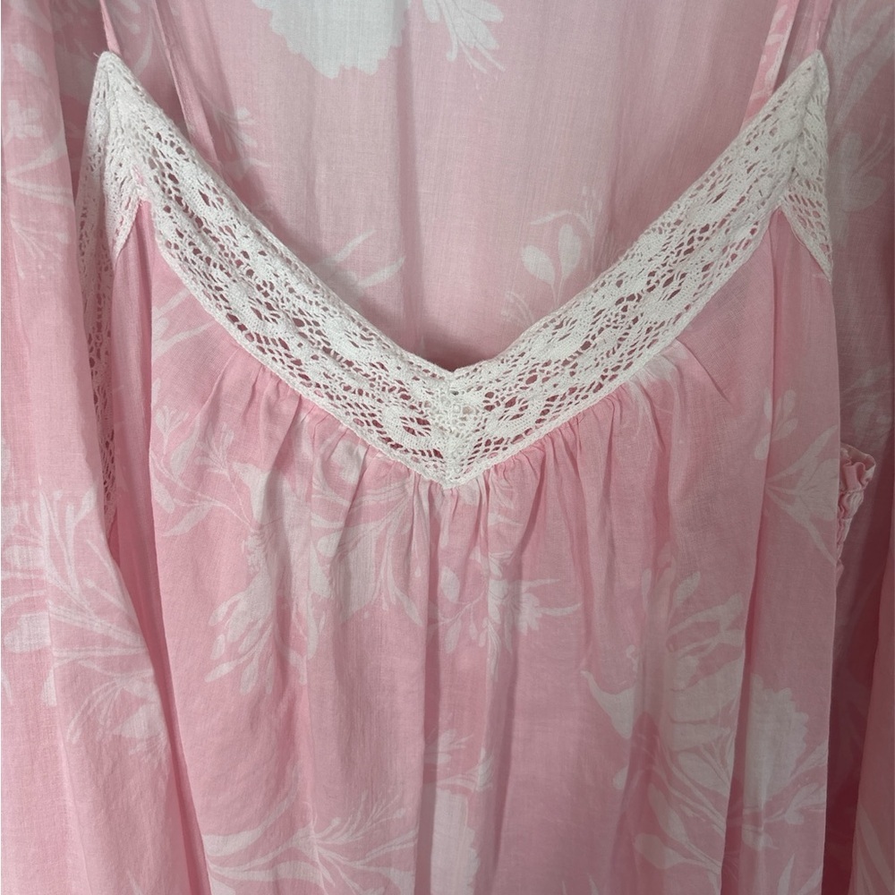 Joyspun lightweight nightgown and robe cotton lace romantic floral - Picture 2 of 9